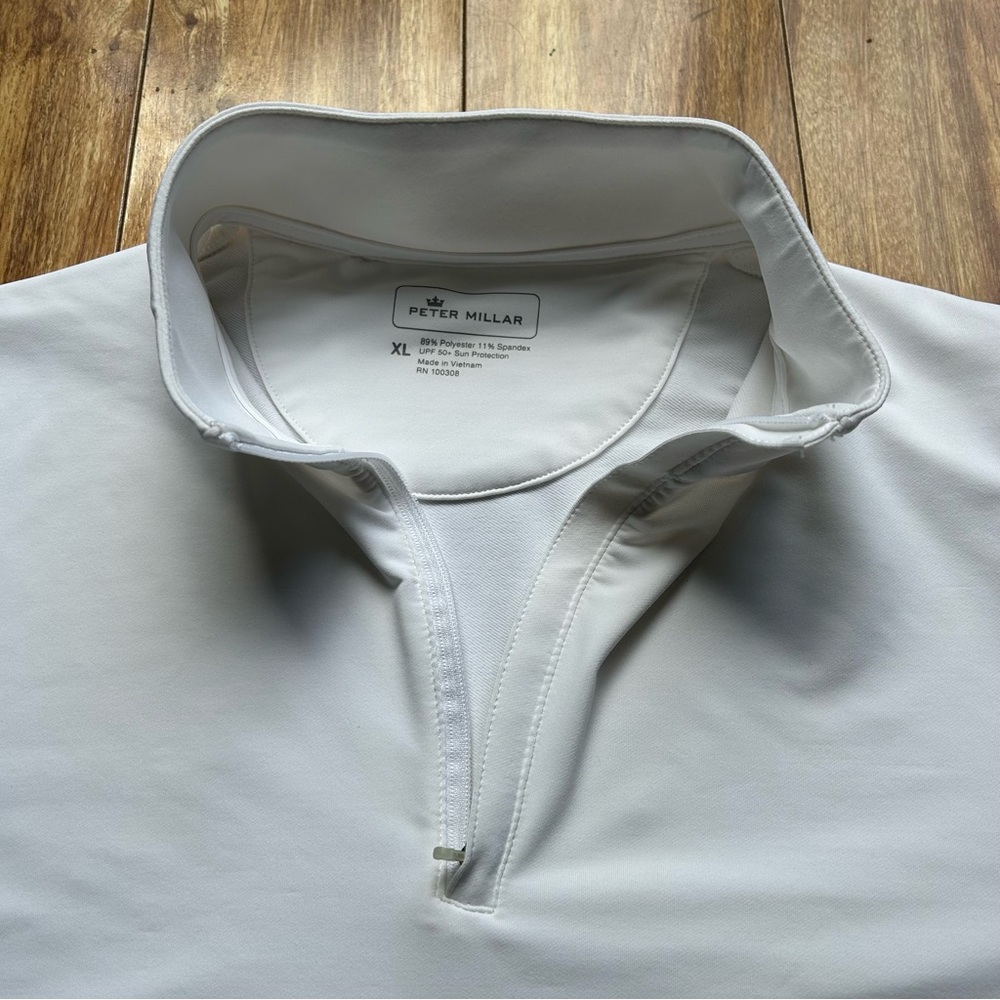 Peter Millar White Performance Quarter Zip Lightw… - image 2